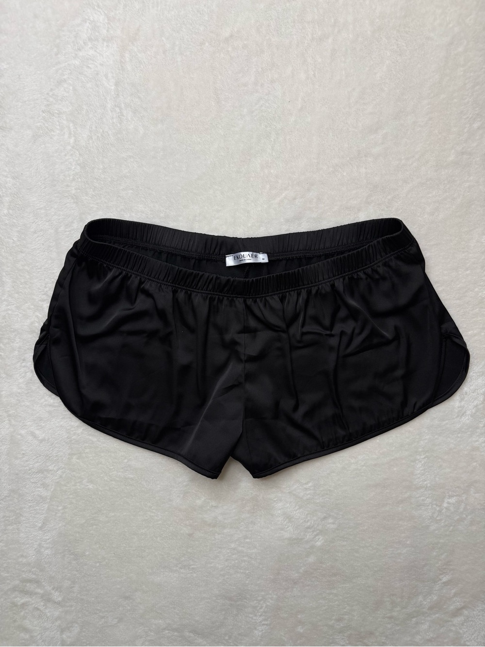 Ekouaer Silky Black Lounge Shorts Mini Pj Shorts Sz M